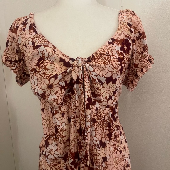 NWOT Volcom Floral Red Babydoll  Mini Sun Dress - Picture 2 of 4
